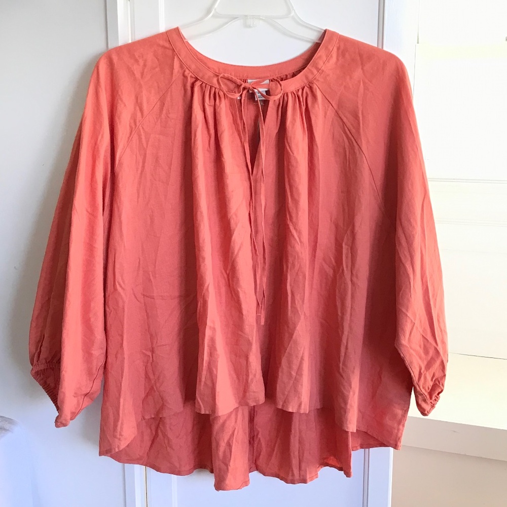 A NEW DAY Boho Linen Blend Peasant Blouse Size XXL Plus Size 2X 3X
